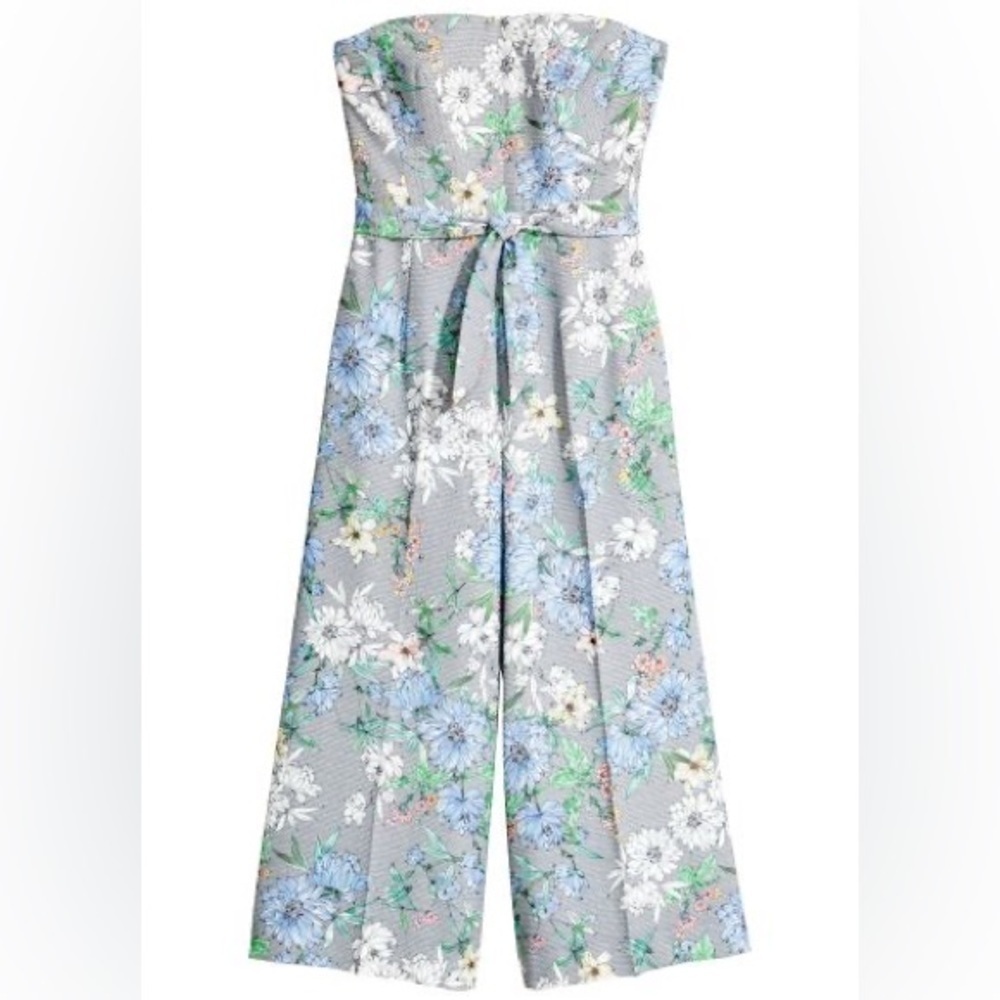 H&M Strapless Floral Wide Leg Cropped Romper - Picture 2 of 8